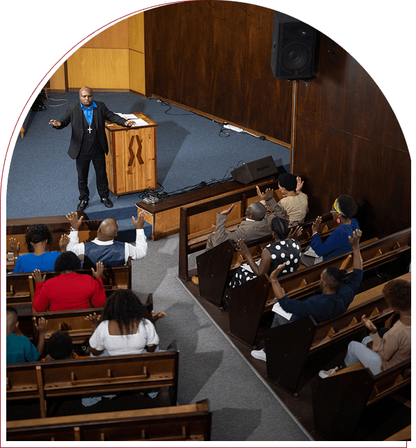 Congregants listening to sermon attentively