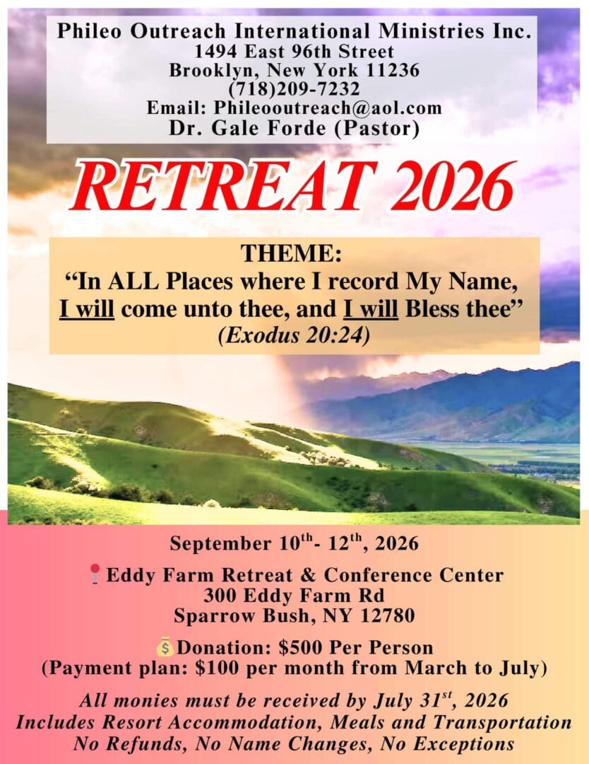 Retreat 2026 event flyer with scenic landscape.